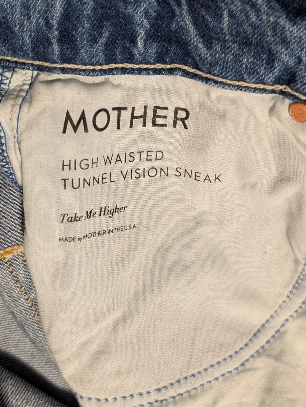 MOTHER Superior High Waisted Tunnel Vision Sneak in Take Me Higher Jeans 28 NEW - Picture 6 of 8